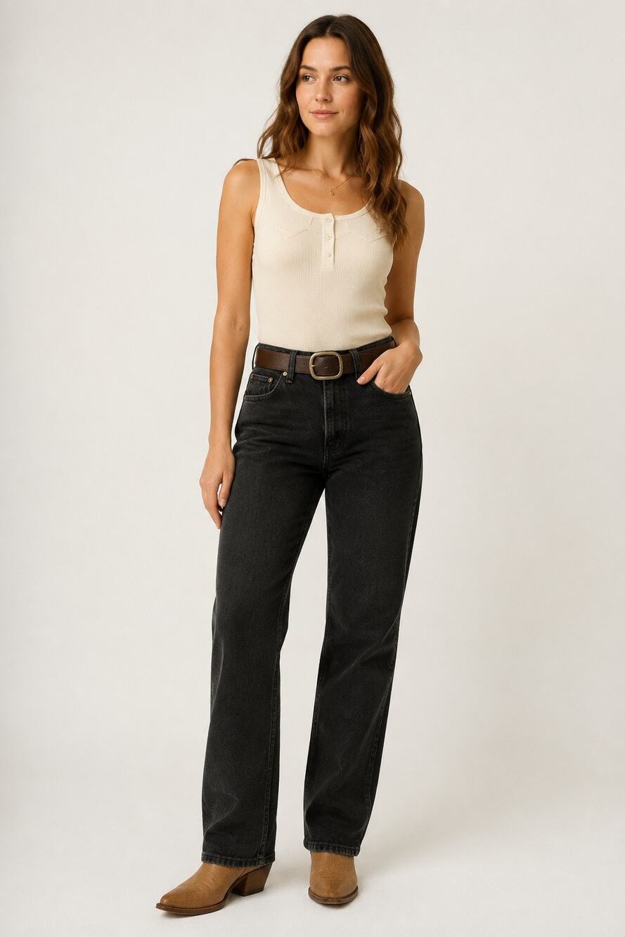 Vintage 90s Cruel Girl Relaxed Jeans 9 Long Black High Rise Western Made USA